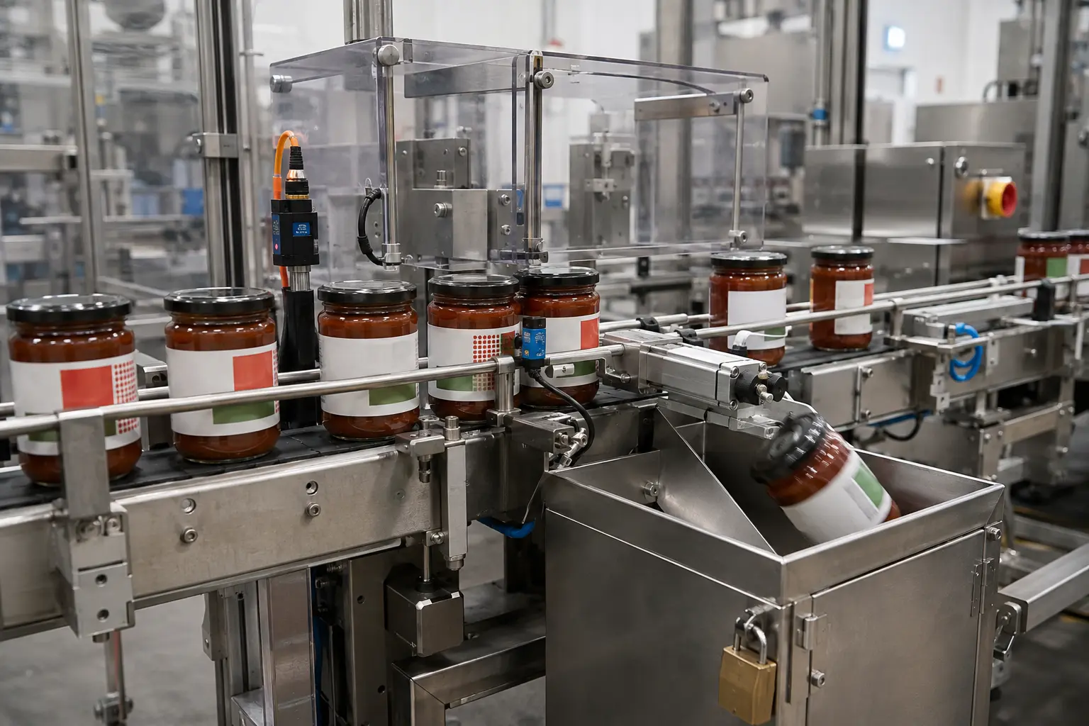 Automatic reject station removing a failed labelled pack